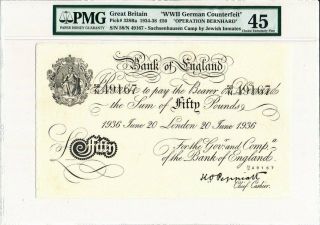 Bank Of England Great Britain 50 Pounds 1936 Wwii Pmg 45