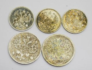 Russian Imperial Silver coins 10 & 20 kopek.  Nikolas II time 1895 - 1917 2