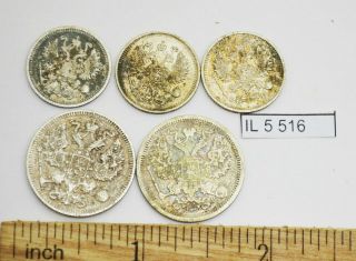 Russian Imperial Silver coins 10 & 20 kopek.  Nikolas II time 1895 - 1917 3