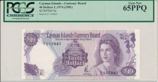 Central Bank Cayman Islands $40 1974 Prefix A/1 Pcgs 65ppq