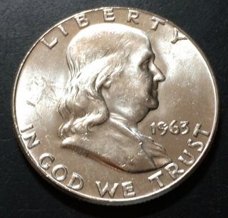 (2) 1963 P Franklin Half Dollar 2 Coins Bu
