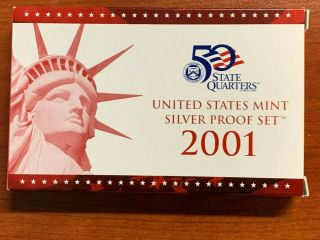 2001 - S United States Silver Proof Set W/ Box &