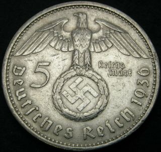Germany (reich) 5 Reichsmark 1936a - Silver - Paul V.  Hindenburg - Vf/xf - 1606 ¤