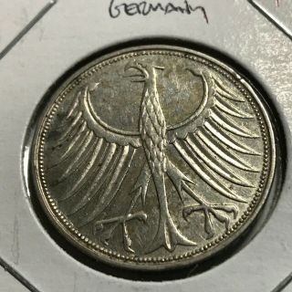 1951 - G Germany Silver 5 Mark Coin