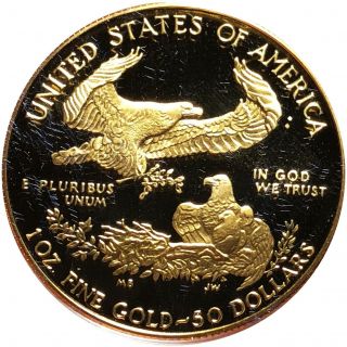 1987 $50 1.  5oz $25 PROOF American Gold Eagle - In.  999 FINE NR 3