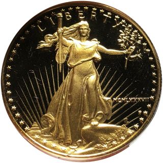 1987 $50 1.  5oz $25 PROOF American Gold Eagle - In.  999 FINE NR 4