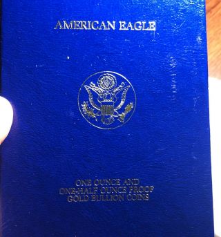 1987 $50 1.  5oz $25 PROOF American Gold Eagle - In.  999 FINE NR 7