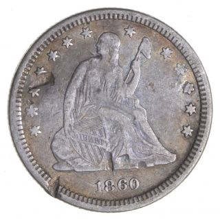 Tough - 1860 Seated Liberty Quarter - Early Us Type Coin - Historic 799
