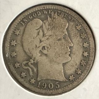 1905 - Barber Quarter 25¢ Us Coin - 90 Silver - Coinage