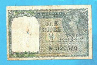 Rare St Issue India/british P25a 1 Rupee Kgvi Sign Ce Jones Black 1940 Vf,