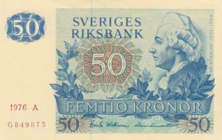 Sweden 50 Kronor 1976 - Sveriges Riksbank.  Very Fine
