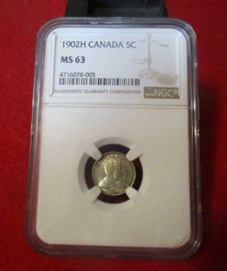 1902h Canada 5 Cents Ngc Ms 63.  Awesome Type Coin.   Mf