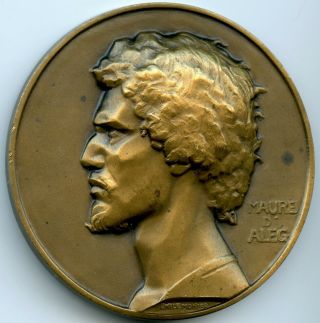 France Art Deco Bronze Medal By Monier Clonial Exposition 1930 Mauritania 59mm