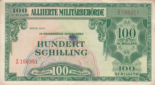 100 Schilling Fine - Vf Banknote From Allied Military In Austria 1944 Pick - 110