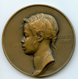 France Art Deco Bronze Medal By Monier Clonial Exposition 1930 Ivory Coast 58mm