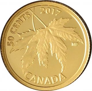 CANADA 2017 50 Cents 1/25th oz The Silver Maple Leaf Proof Fine Gold Coin 2
