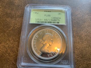 1962 Canada Silver Dollar Pl66 Green Label