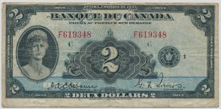 Banque Du Canada 2 Dollars 1935 Bc4 French - F