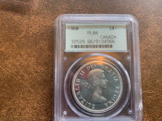 1960 Canada Silver Dollar Pl66 Pcgs - Green Label
