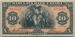 Canada Barclays Bank 10 Dollars 1935 E152617 - F