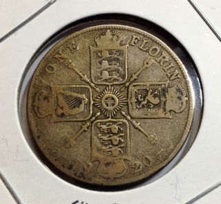 Great Britain 1920 Silver Better Grade One Florin Two Shillings Coin
