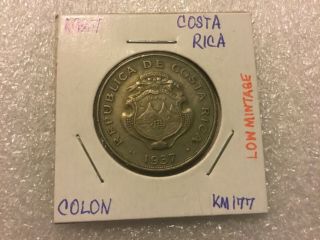 1937 Republica De Costa Rica 1 Colon Collectible Coin Km177 Mintage =3,  00,  000