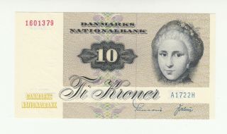 Denmark 10 Kroner 1972 Aunc @