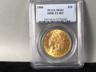 1888 Pcgs Ms61 $20 Gold Double Eagle Double Die Rev Strike And Luster,  Us