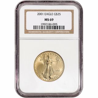 2001 American Gold Eagle 1/2 Oz $25 - Ngc Ms69