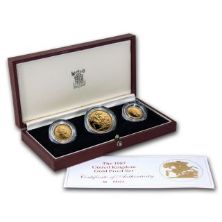 1987 Great Britain 3 - Coin Gold Sovereign Proof Set