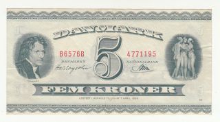 Denmark 5 Kroner 1957 Circ.  P42n @