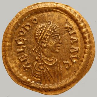 Roman coin Aelia Eudoxia GOLD AV Tremisses.  Constantinople 2