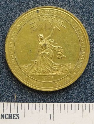 1876 Philadelphia Worlds Fair Us Centennial Exposition Gold Gilt Medal Token