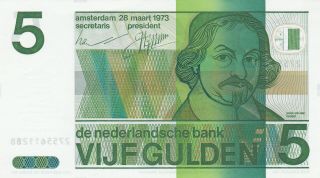 5 Gulden Unc Banknote From Netherlands 1973 Pick - 95a