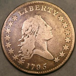 1795 Flowing Hair Silver Half Dollar Very Scarce Tough Date Appealin Circulated