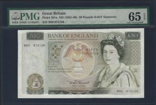 1981 Great Britain Bank Of England 50 Pounds Somerset Pmg 65 Epq Gem Unc,  P - 381a