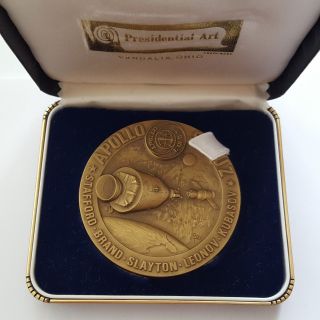 Apollo - Soyuz Test Program Bronze Bronze Art Medal Us/rus 63 Mm,  135 Gr,  Box,  C