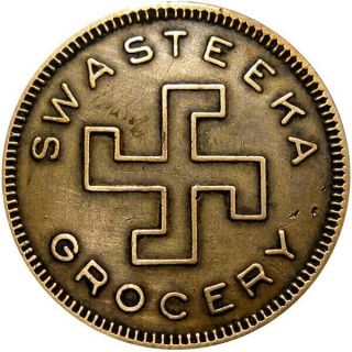 1927 Vernon Texas Good Luck Swastika Token Swasteeka Grocery Rabbit 