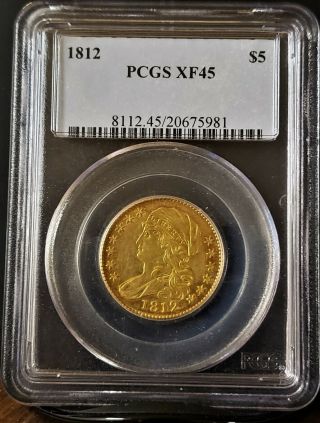 1812 $5 Capped Bust Gold Half Eagle (bd - 1,  Wide 5 D) Pcgs Xf45 Rarity 5.  9 Wow
