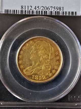 1812 $5 CAPPED BUST Gold Half Eagle (BD - 1,  Wide 5 D) PCGS XF45 Rarity 5.  9 WOW 6