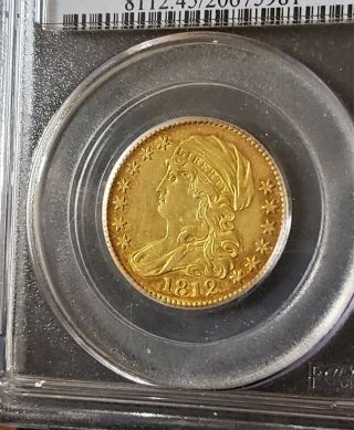 1812 $5 CAPPED BUST Gold Half Eagle (BD - 1,  Wide 5 D) PCGS XF45 Rarity 5.  9 WOW 7