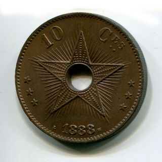 Congo State (belgian Congo) 10 Centimes 1888 Km - 4 Choice Unc
