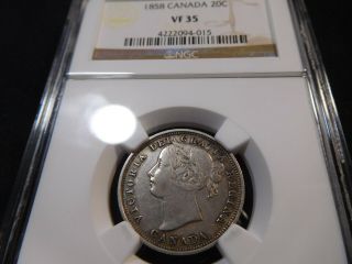 X60 Canada 1858 20 Cents Ngc Vf - 35
