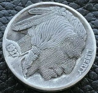 1937 Hobo Buffalo Nickel Hand Carved American Indian Coin By Gediminas Palsis 2