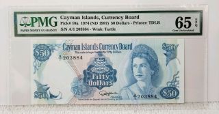 Cayman Islands 1974 (nd 1987) $50 Dollars P 10a Pmg 65 Epq Gem Unc