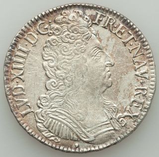 France Louis Xiv 1709 - & 1 Ecu Silver Coin,  Aix,  Xf/almost Uncirculated