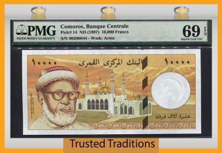 Tt Pk 14 1997 Comoros 10000 Francs " Al - Habib Seyyid Omar Bin Sumeit " Pmg 69 Epq