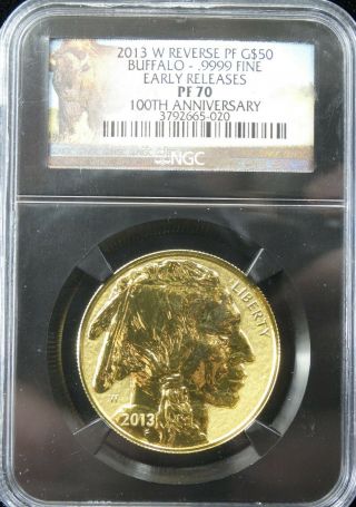 2013 Westpoint Reverse Proof Gold $50 Ngc Pf 70
