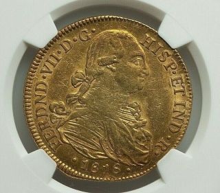 1818 Nr - Jf Colombia Ferdinand Vii Gold 8 Escudos Ngc Au - 50 L@@k
