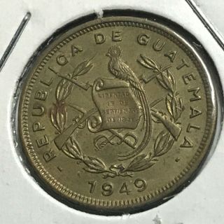1949 Guatemala One Centavo Brass Coin